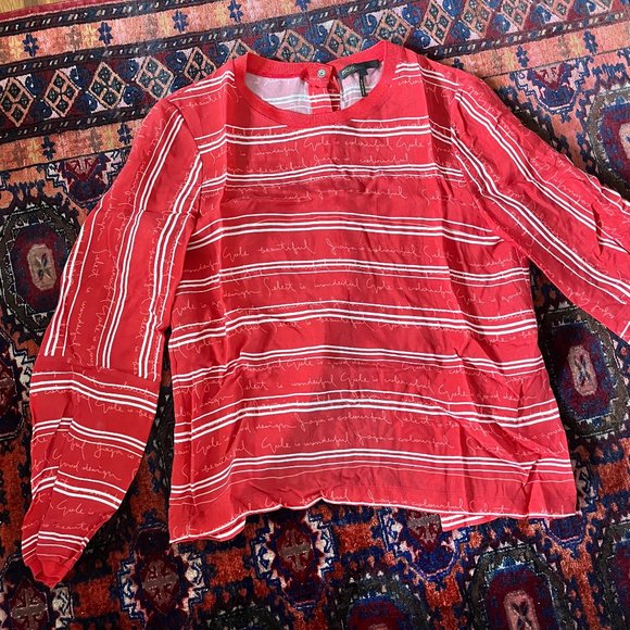 Maje Red Striped Button-Back Top - Picture 4 of 6